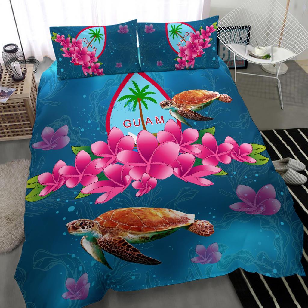 Guam Plumeria Kanaka Turtle Sea Bedding Set - AH - Vibe Hoodie Shop