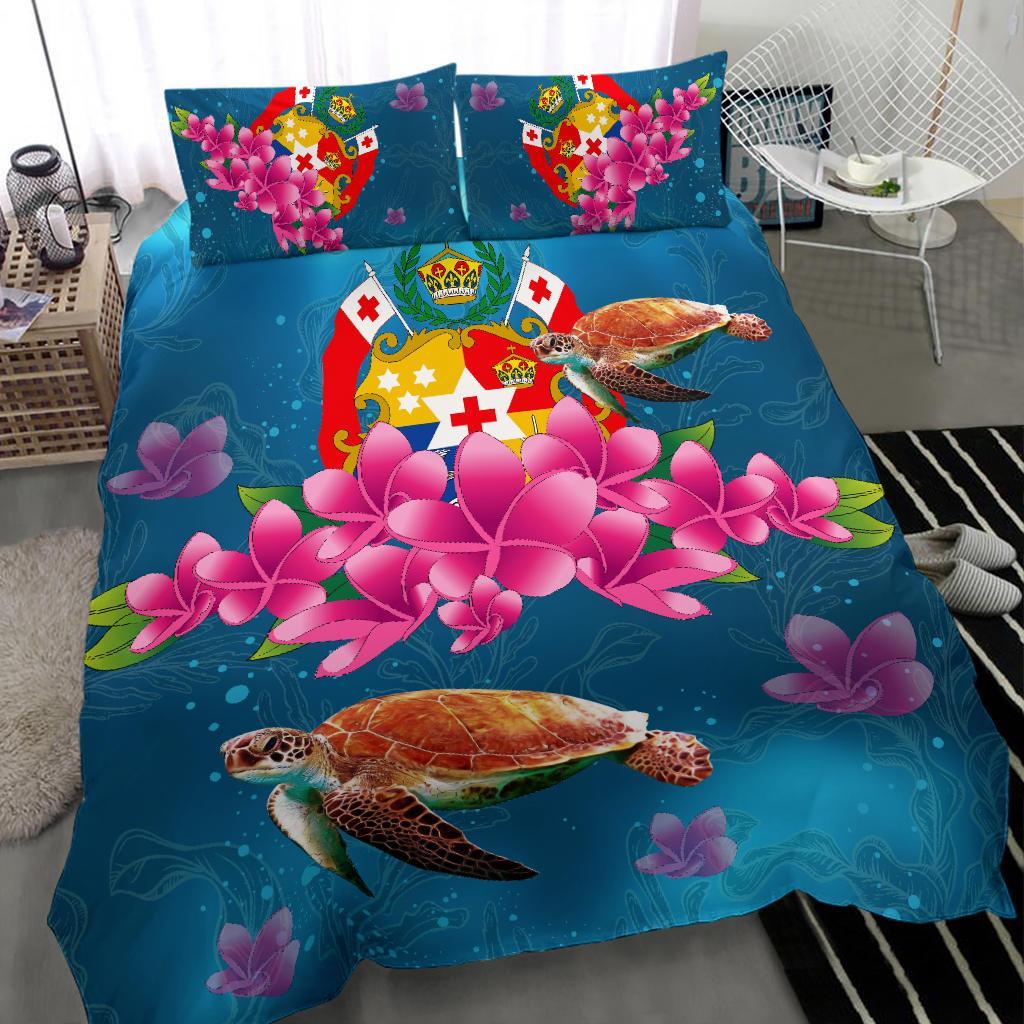 Tonga Plumeria Kanaka Turtle Sea Bedding Set - Ah - Vibe Hoodie Shop