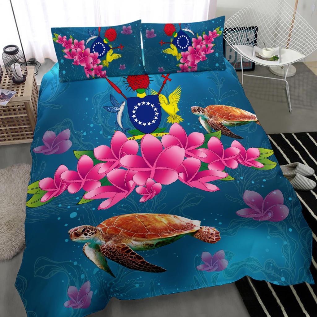 Cook Islands Plumeria Kanaka Turtle Sea Bedding Set - AH - Vibe Hoodie Shop