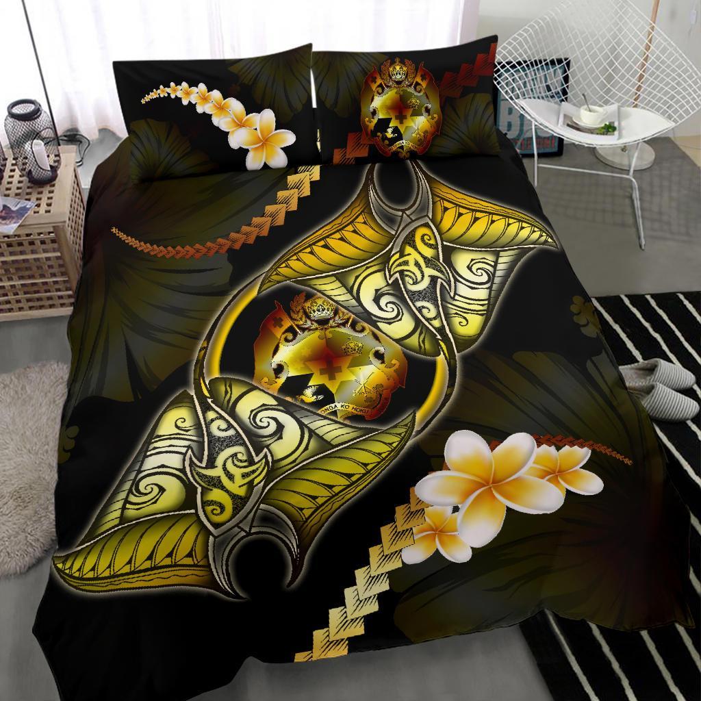 Tonga Bedding Set Plumeria - Polynesian Manta Ray Yellow - Vibe Hoodie Shop