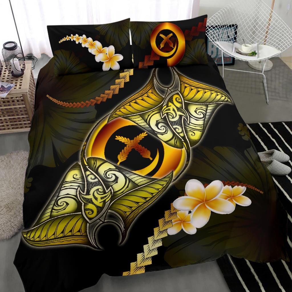 Vanuatu Bedding Set Plumeria - Polynesian Manta Ray Yellow - Vibe Hoodie Shop