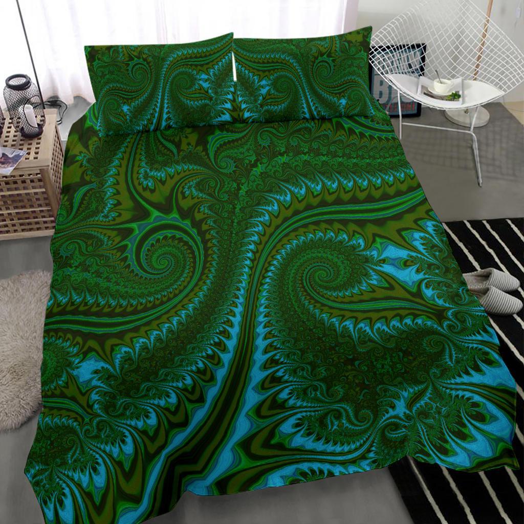 New Zealand Bedding Set, Koru Fern Duvet Cover And Pillow Case - Abstract Style 02 - Vibe Hoodie Shop