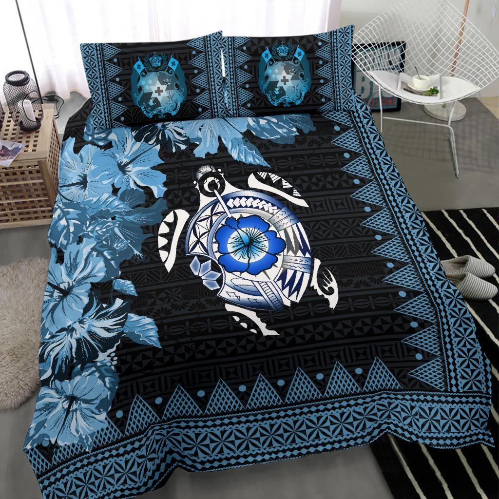 Tonga Bedding Set - Turtle Hibiscus Blue - Vibe Hoodie Shop