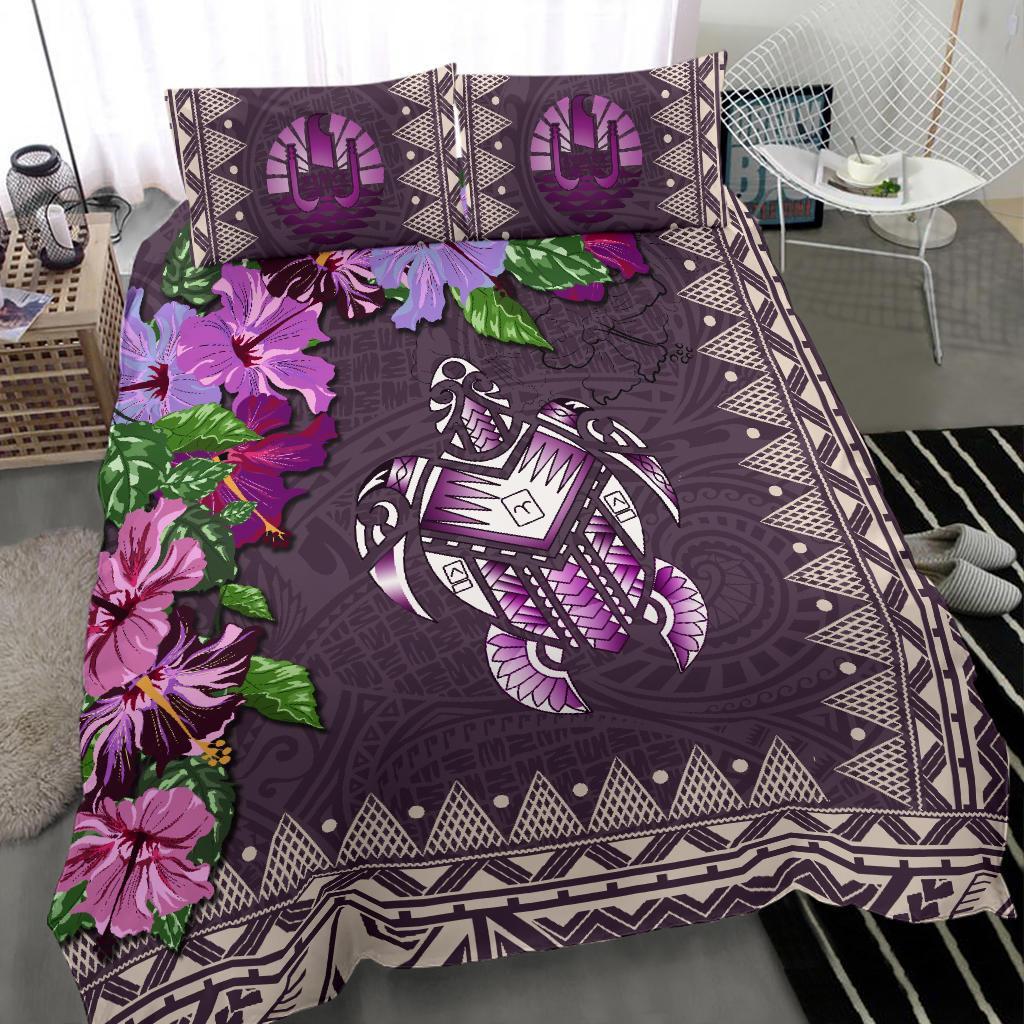 Tahiti Bedding Set - Turtle Hibiscus Purple - Vibe Hoodie Shop