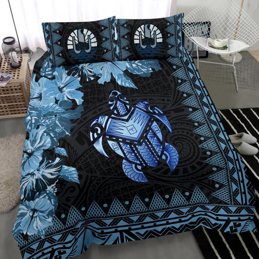 Tahiti Bedding Set - Turtle Hibiscus Blue - Vibe Hoodie Shop