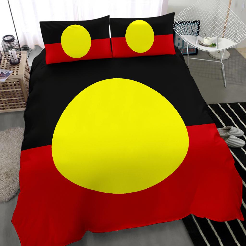 Vibe Hoodie Australia Bedding Set - Aboriginal Flag - RLT20 - Vibe Hoodie Shop