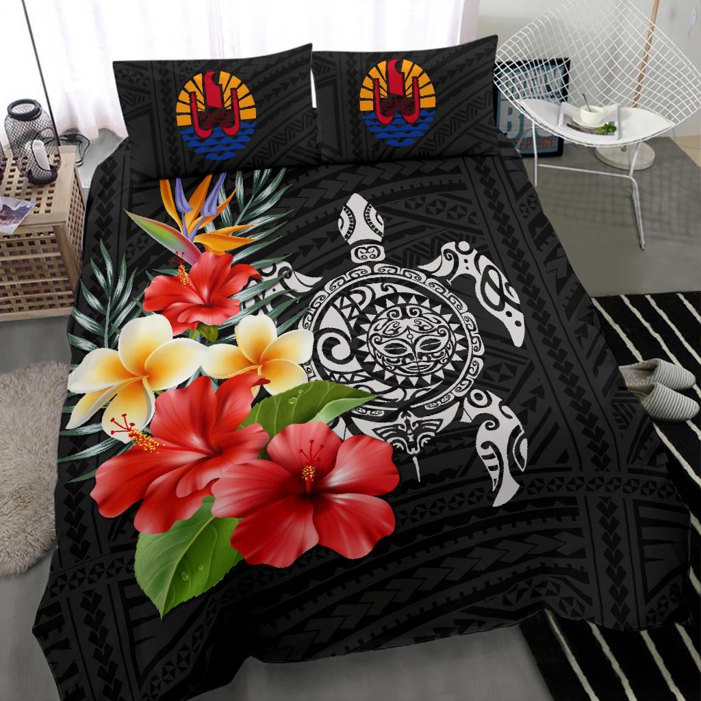 Tahiti Bedding Set - Polynesian Hibiscus And Plumeria - Vibe Hoodie Shop