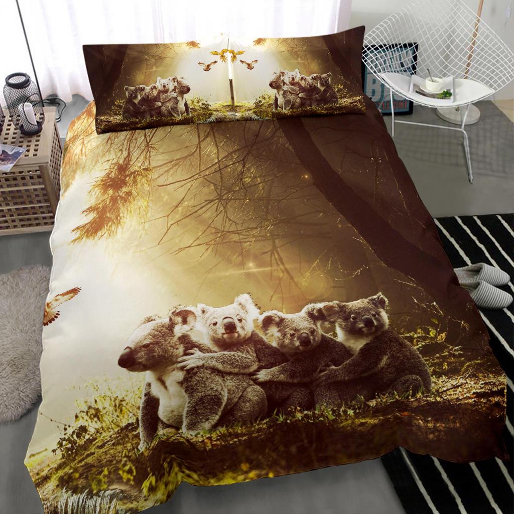 Bedding Set - Koala Family Landscape Art - Vibe Hoodie Shop