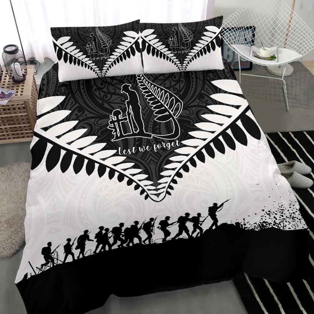 New Zealand ANZAC Bedding Set, Lest We Forget Silver Fern Duvet Cover And Pillow Case - Vibe Hoodie Shop