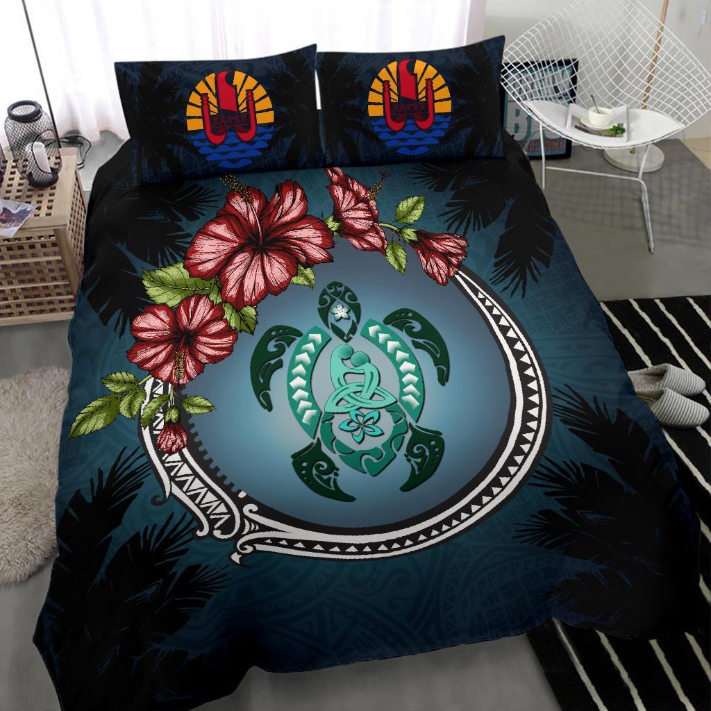 Tahiti Bedding Set - Polynesian Turtle Hibiscus Mother Son - Vibe Hoodie Shop