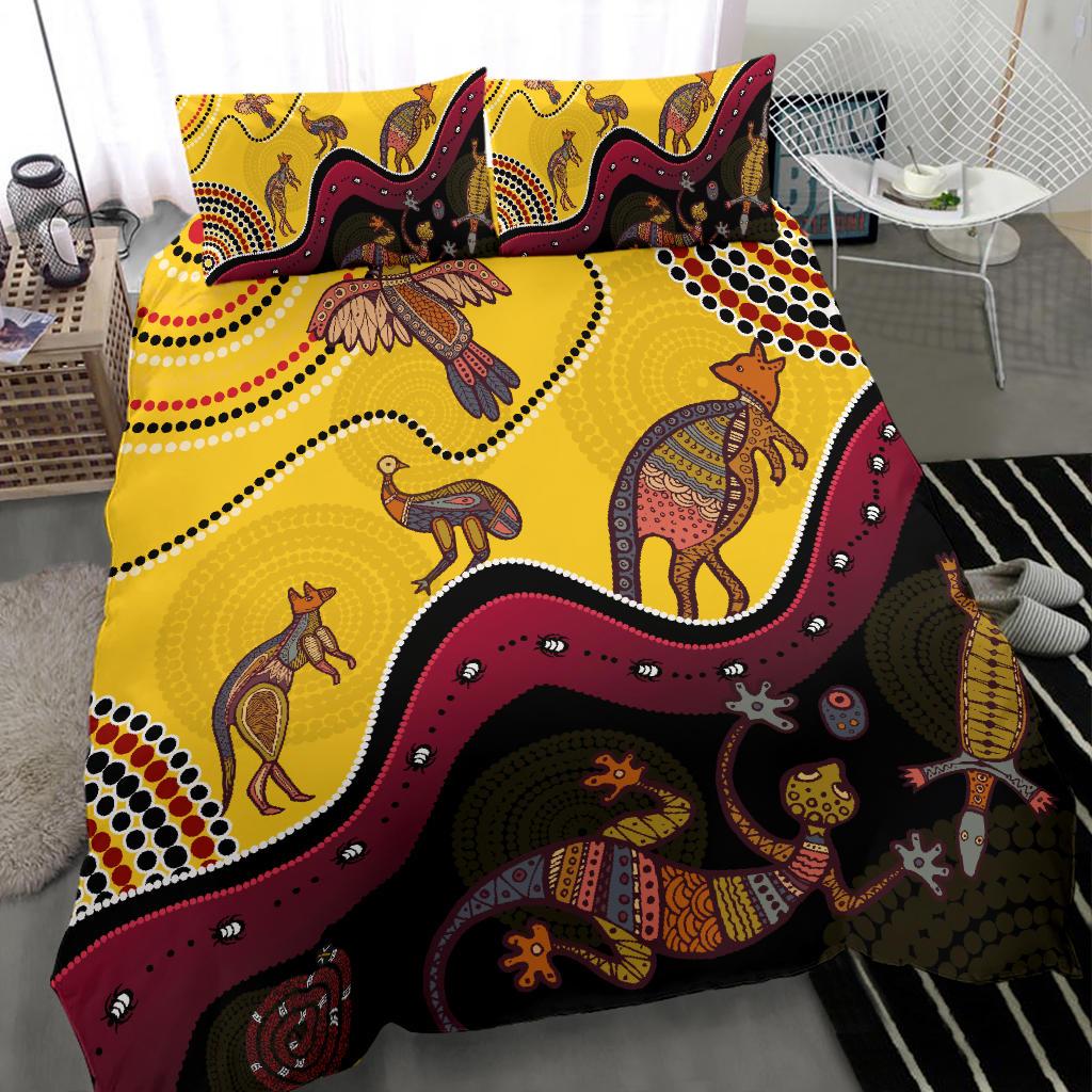 Aboriginal Bedding Set - Indigenous Animals Life Art - Vibe Hoodie Shop