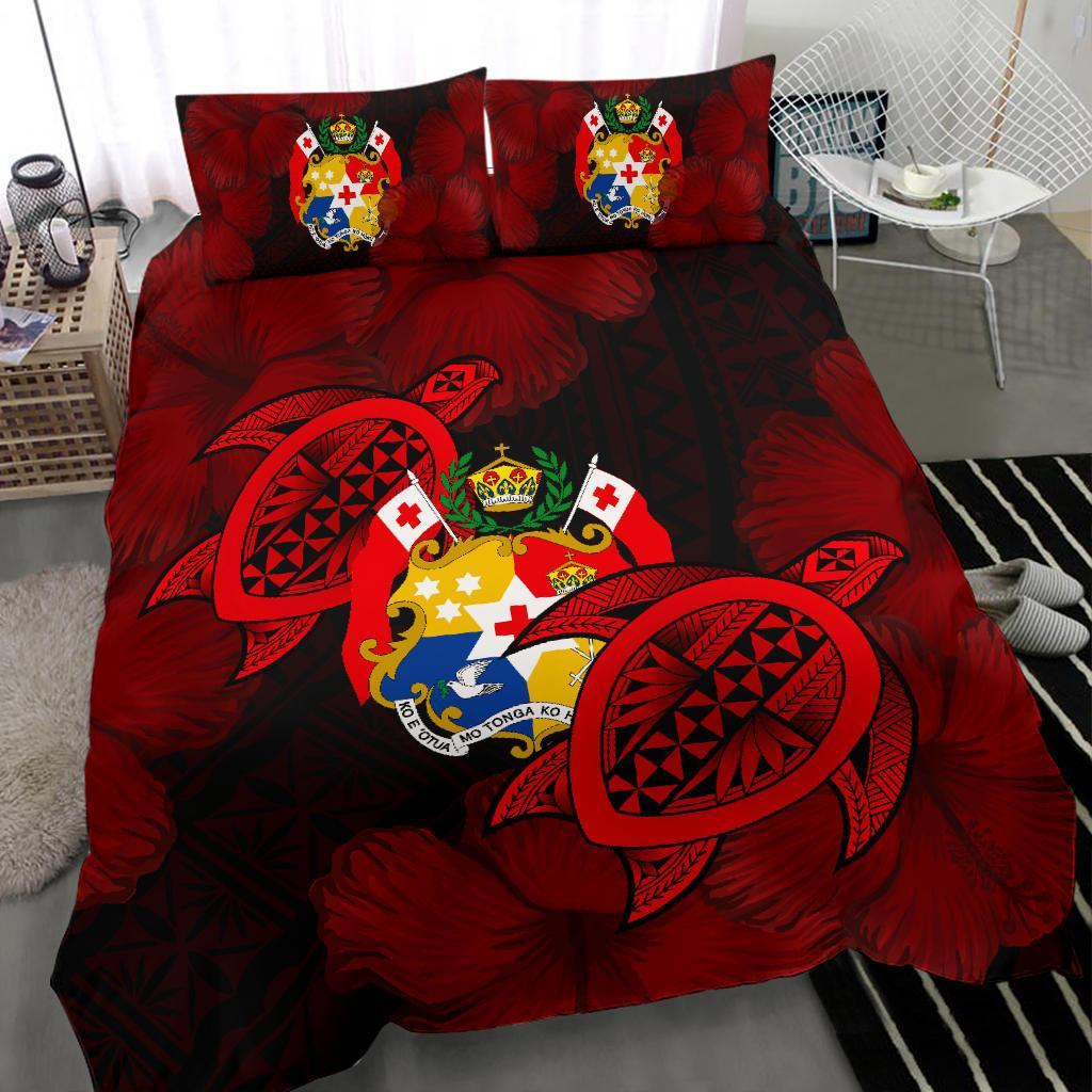 Tonga Bedding Set - Turtle Hibiscus Coat Of Arm - Ah - Vibe Hoodie Shop