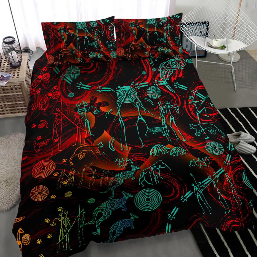 Bedding Set, Kangaroo Adults Indigenous Art - Vibe Hoodie Shop