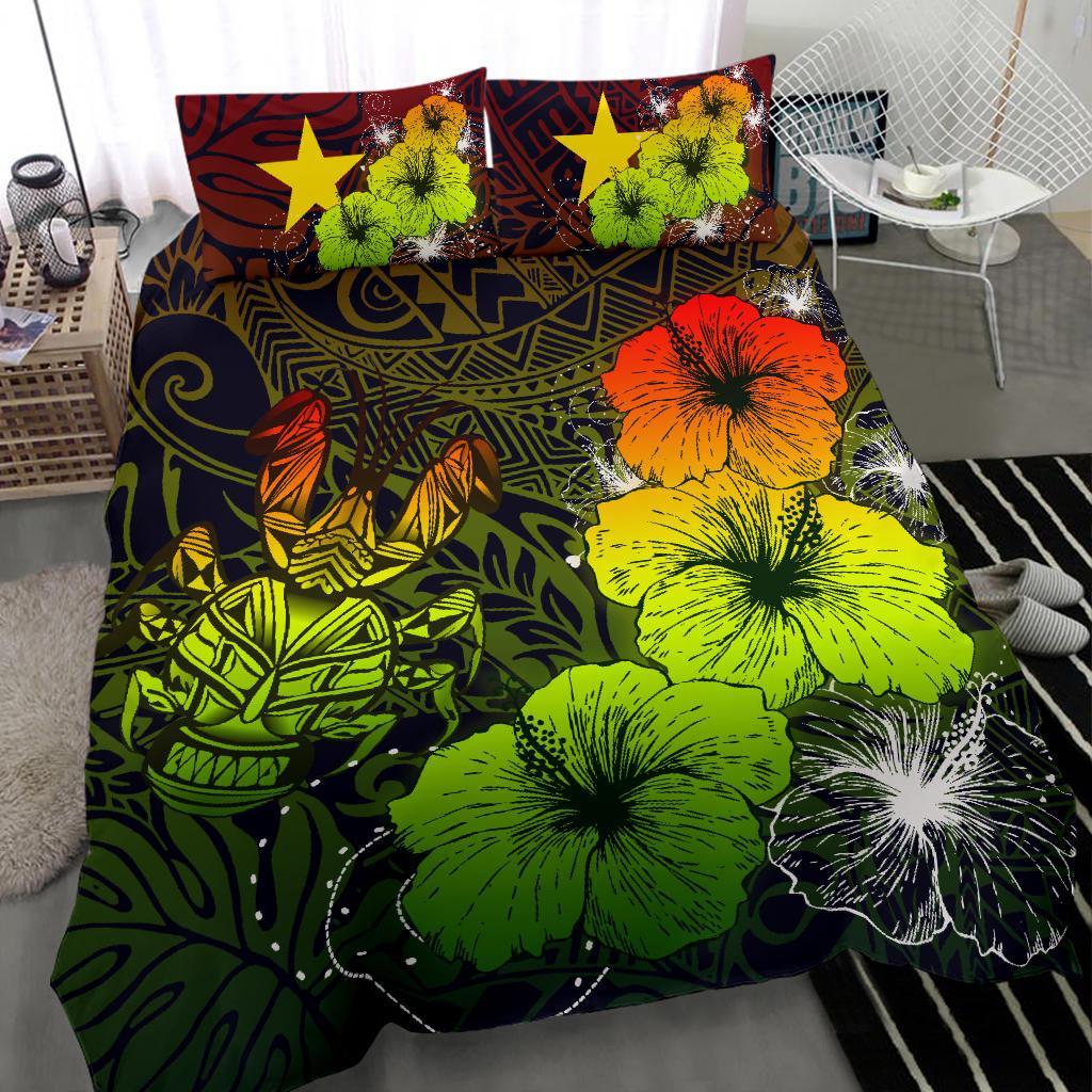 Niue Hibiscus Turtle Polynesian Bedding Set - Style Reggae - Vibe Hoodie Shop