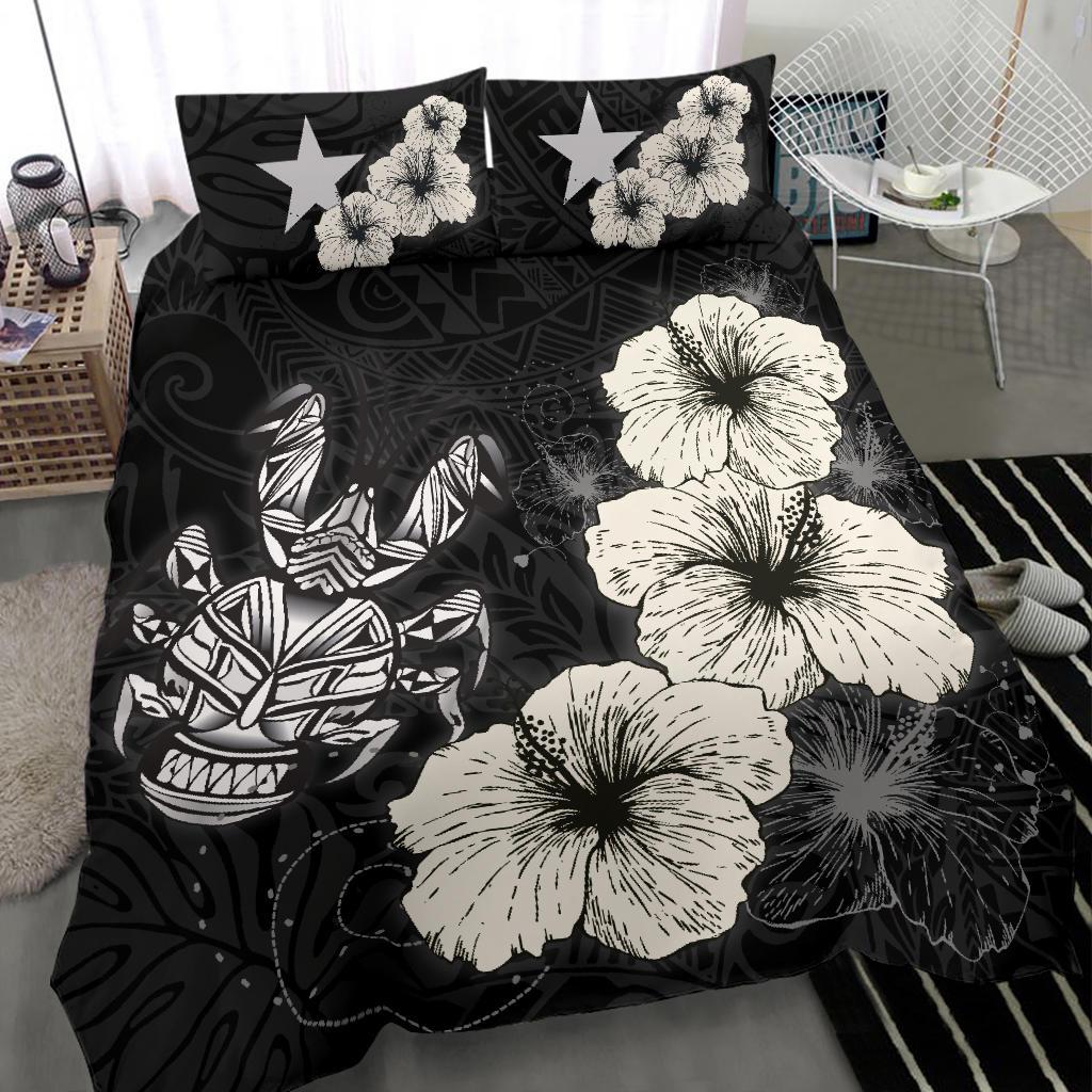 Niue Hibiscus Turtle Polynesian Bedding Set - Style Black - Vibe Hoodie Shop