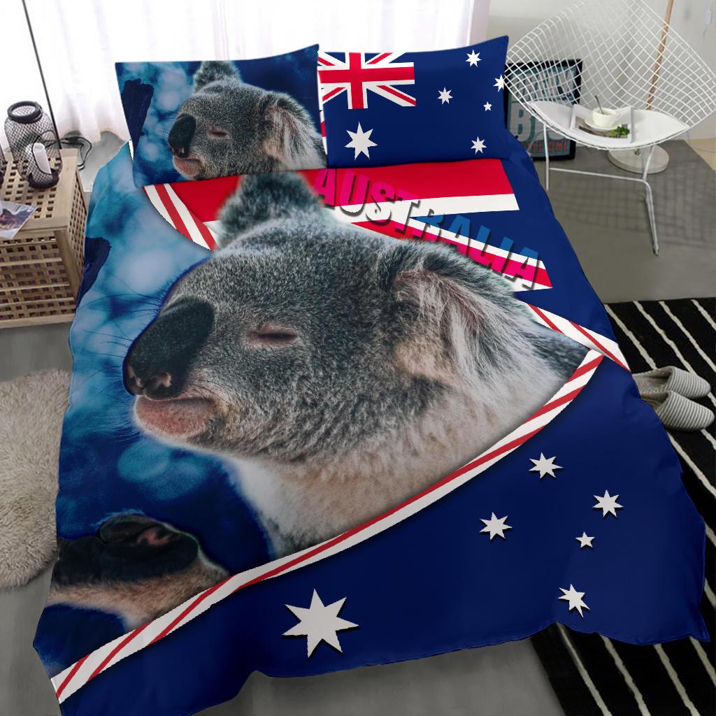 Bedding Set - Australian Flag and Coat Of Arms Bedding Set Koala 3D - Vibe Hoodie Shop