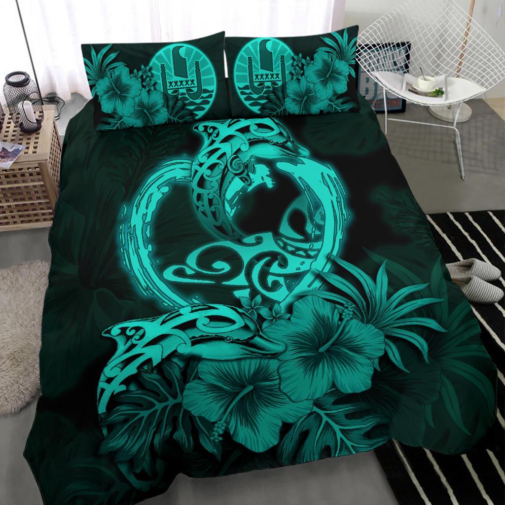 Tahiti Bedding Set I Love Dophins Duvet Cover Hibiscus - Vibe Hoodie Shop