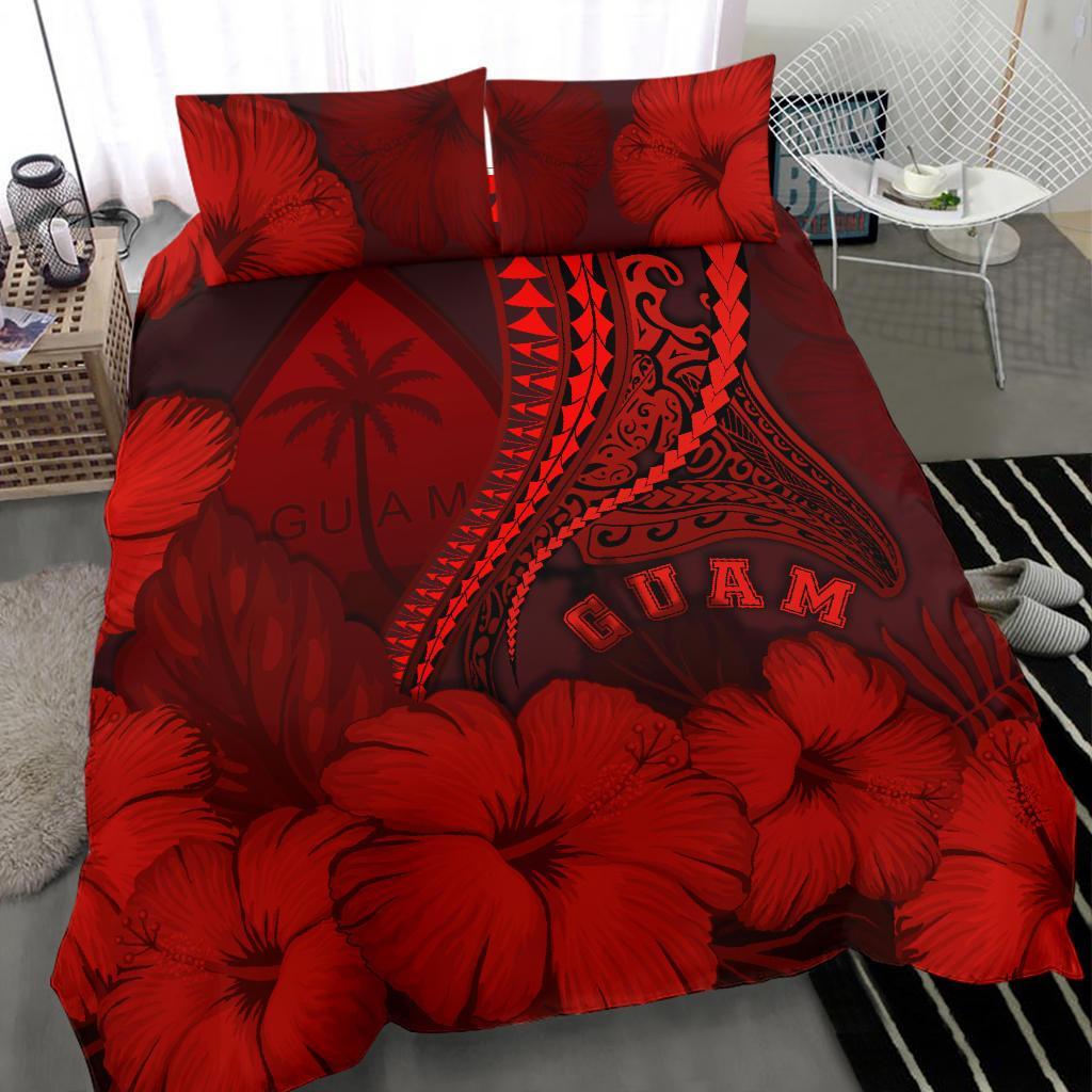 Guam Bedding Set Guam Manta Polynesian Hibiscus (Red) - Vibe Hoodie Shop