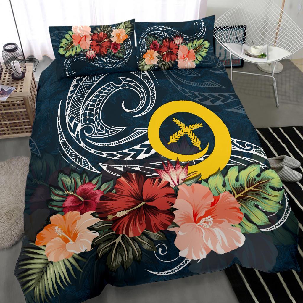 Vanuatu Bedding Set Hibiscus Polynesian Wave Duvet Cover - Vibe Hoodie Shop