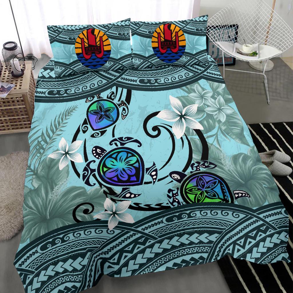 Tahiti Bedding Set - Polynesian Turtle Plumeria - Vibe Hoodie Shop