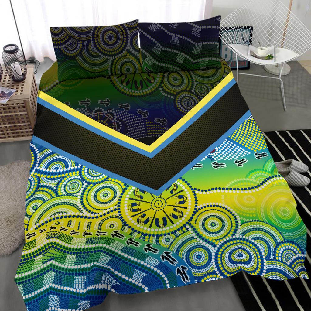 Aboriginal Bedding Set - Dot Painting Indigenous Circle Patterns - Vibe Hoodie Shop