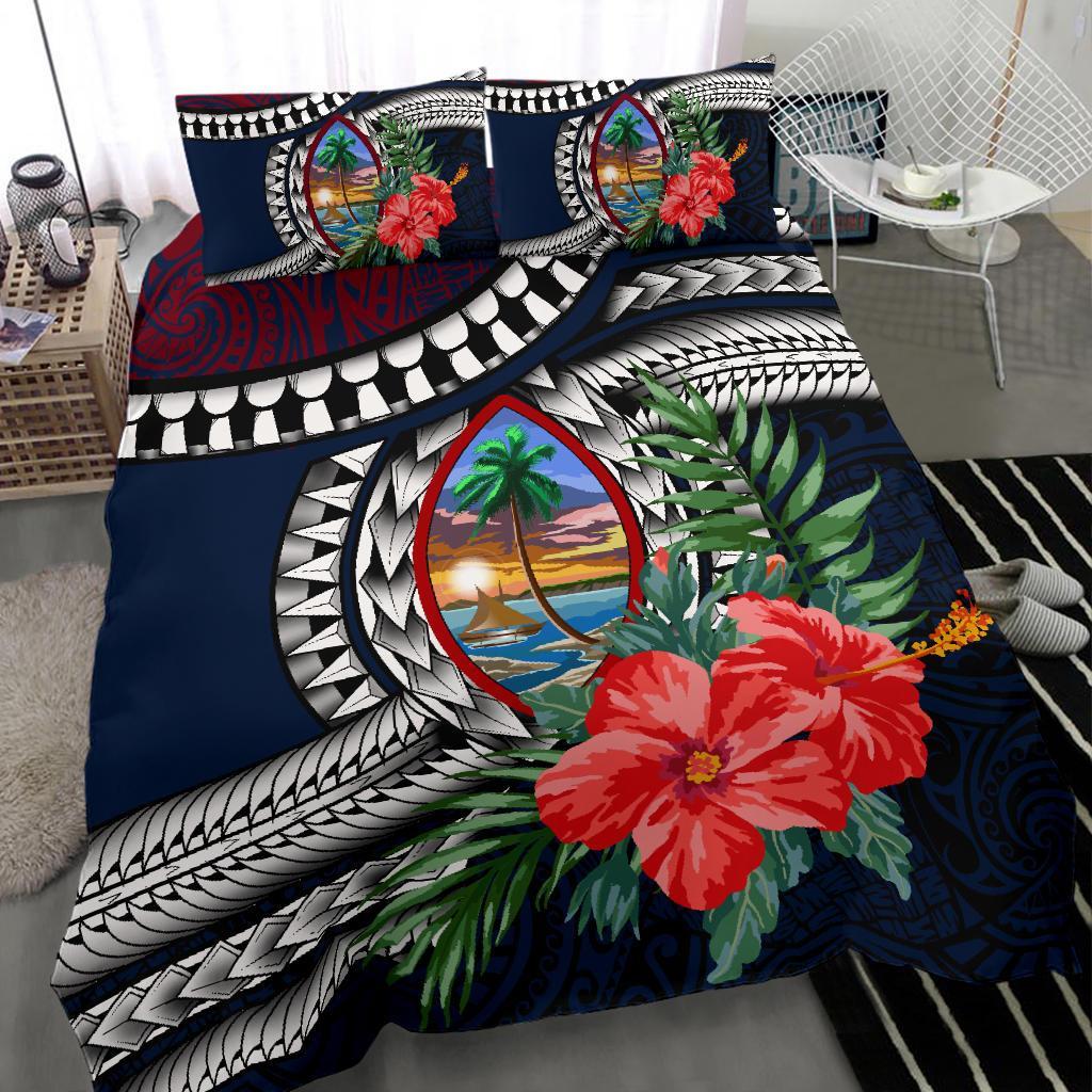 Guam Bedding Set - Polynesian Coat Of Arms Hibiscus - Vibe Hoodie Shop