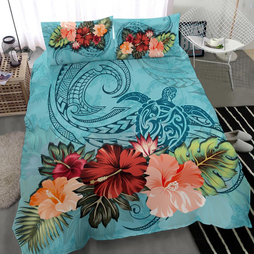 Polynesian Turtle And Hibiscus Bedding Set - Vibe Hoodie Shop