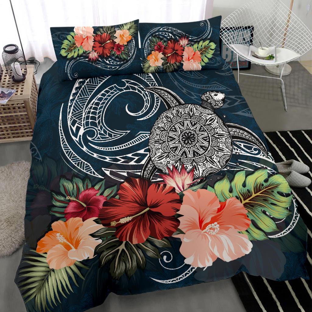 Turtle And Hibiscus Bedding Set Polynesian - Vibe Hoodie Shop