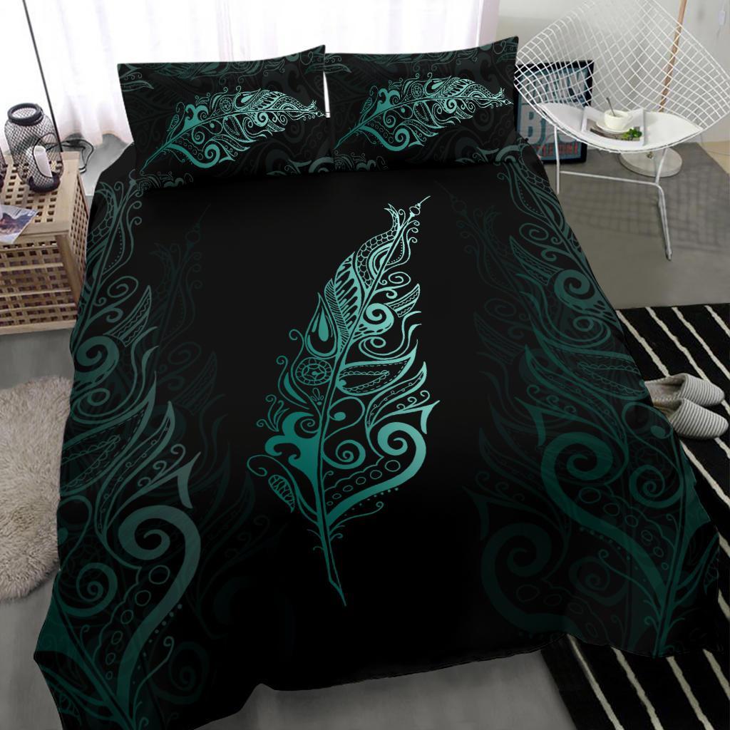 Light Silver Fern New Zealand Bedding Set - Turquoise - Vibe Hoodie Shop