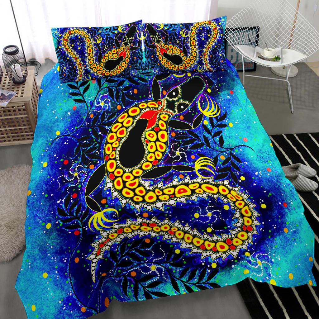 Aboriginal Bedding Set, Indigenous Crocodile - Vibe Hoodie Shop