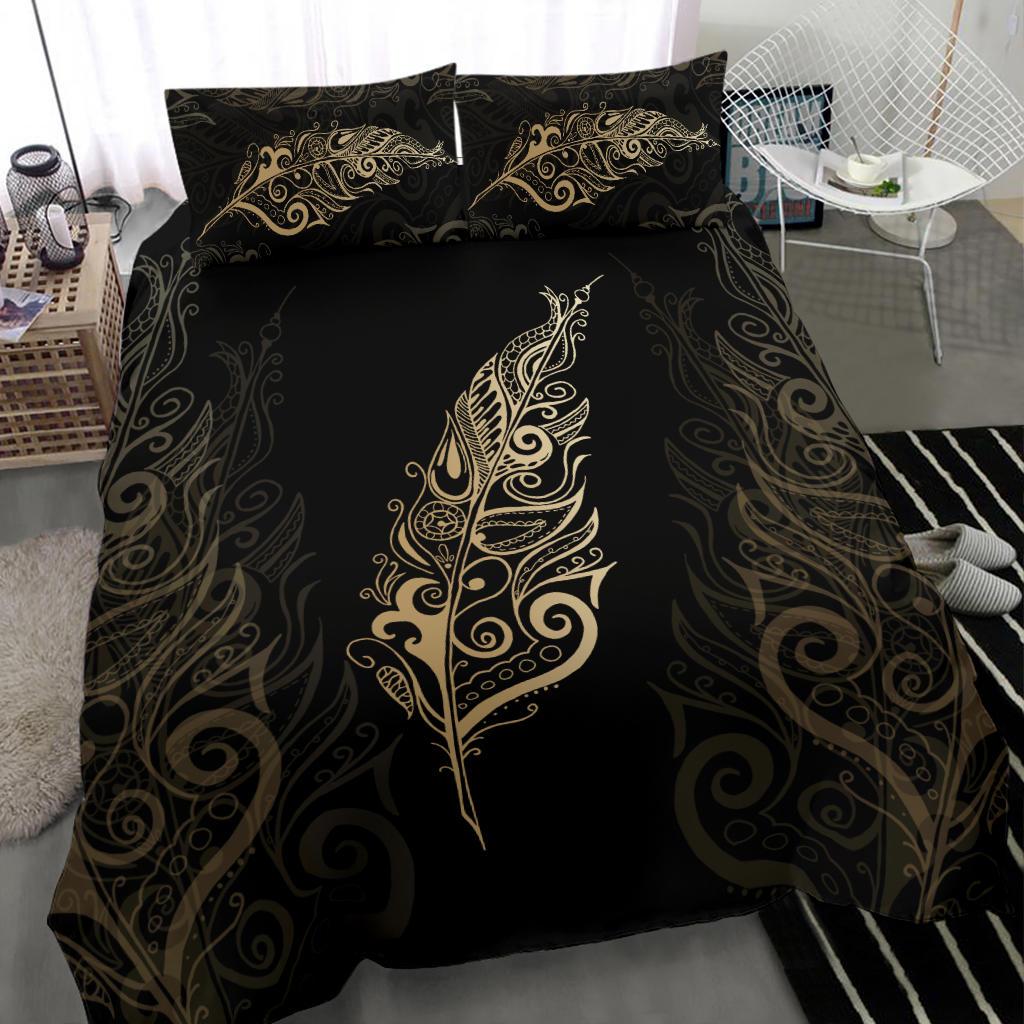 Light Silver Fern New Zealand Bedding Set - Golden - Vibe Hoodie Shop