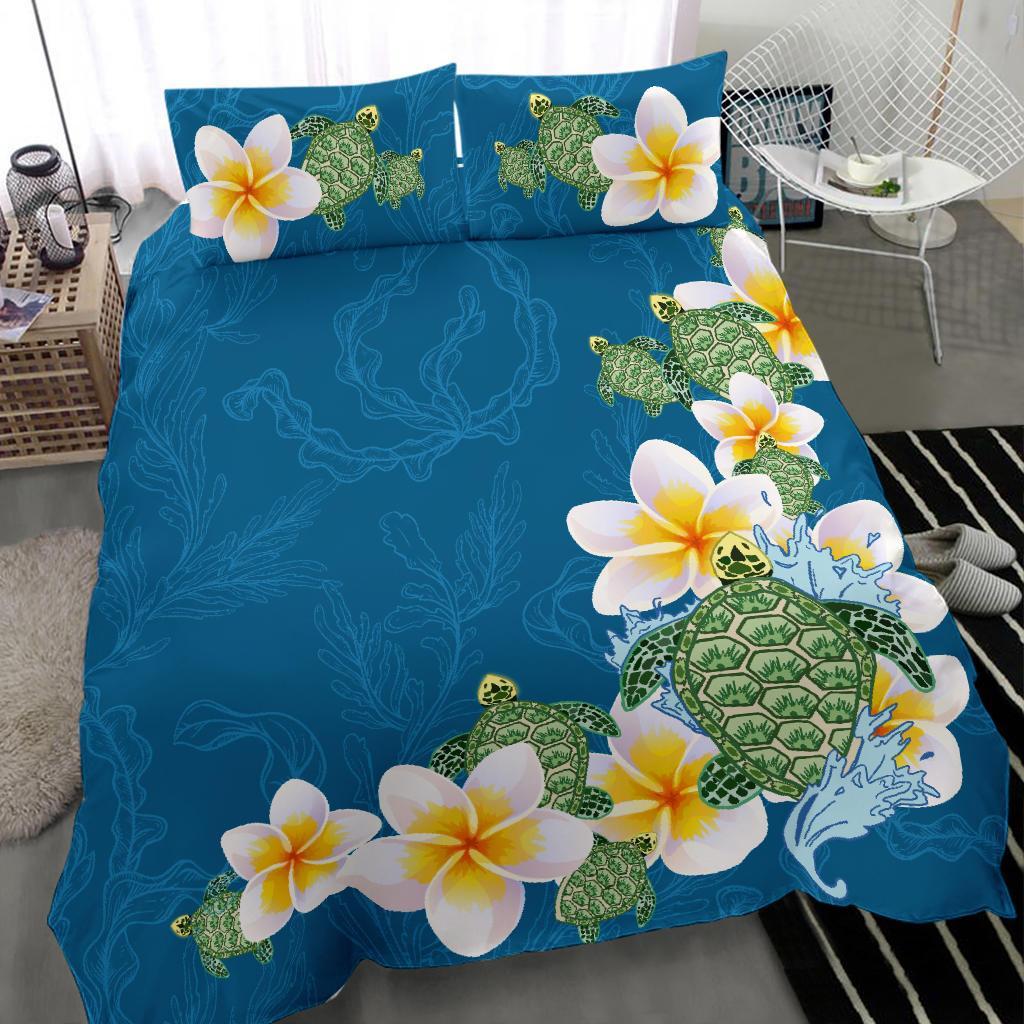 Plumeria Sea Turtle Bedding Set - Vibe Hoodie Shop