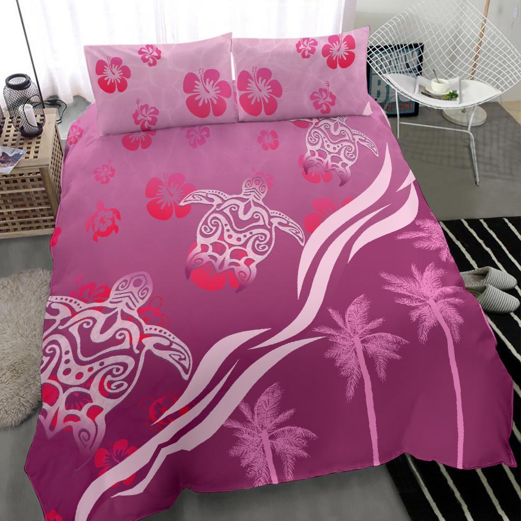 Pink Turtle Hibiscus Bedding Set - Vibe Hoodie Shop