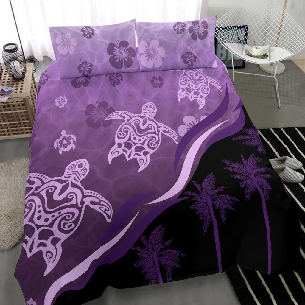 Purple Turtle Hibiscus Bedding Set - Vibe Hoodie Shop