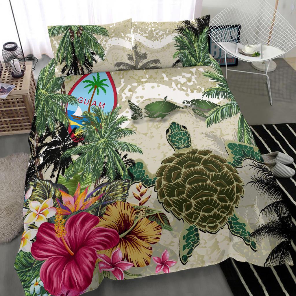 Guam Bedding Set Turtle Polynesian Hibiscus - Vibe Hoodie Shop