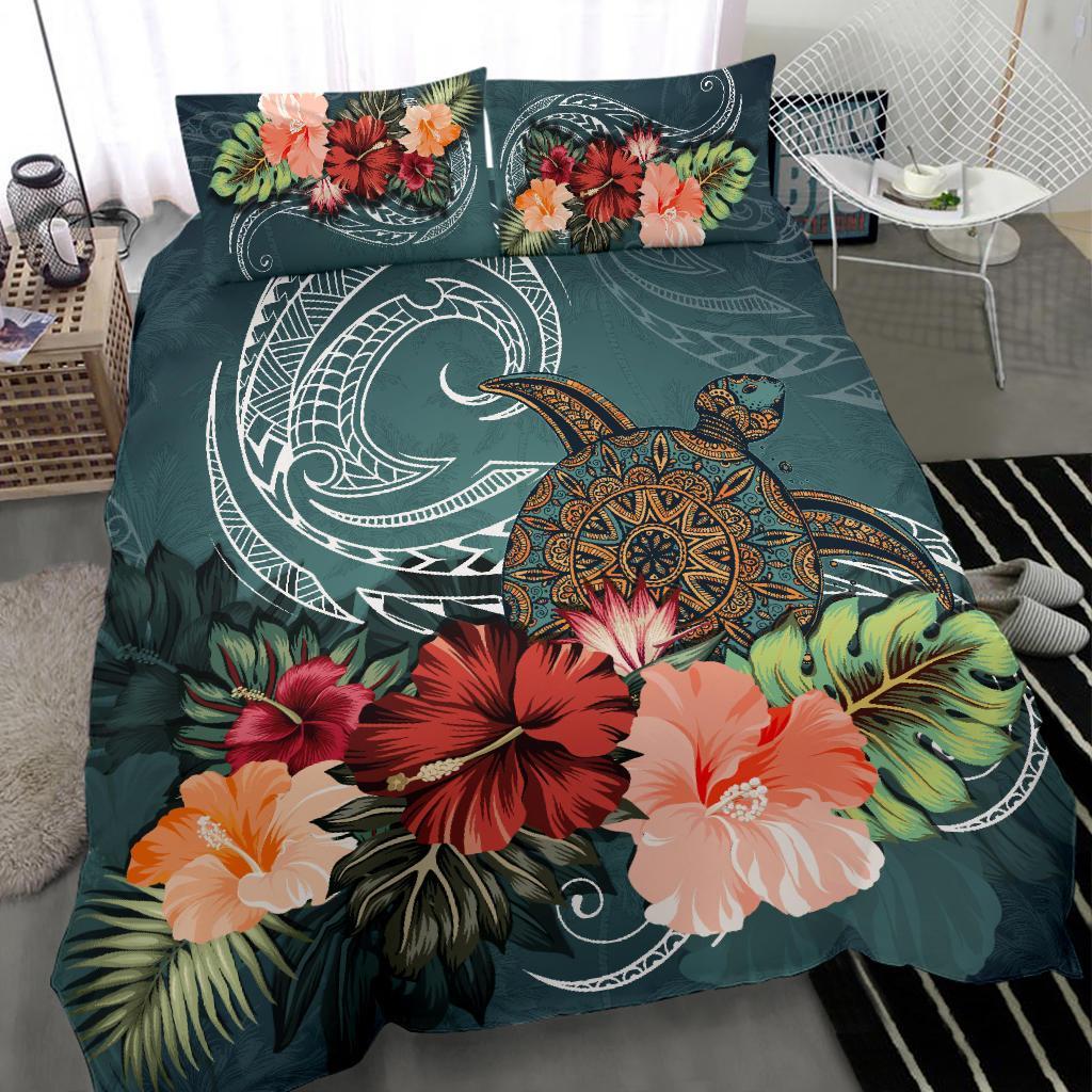 Turtle Polynesian Bedding Set Hibiscus Polynesian - Vibe Hoodie Shop