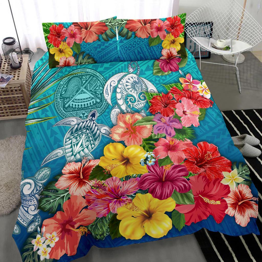 American Samoa Bedding Three Turtle Hibiscus Colorful - Vibe Hoodie Shop