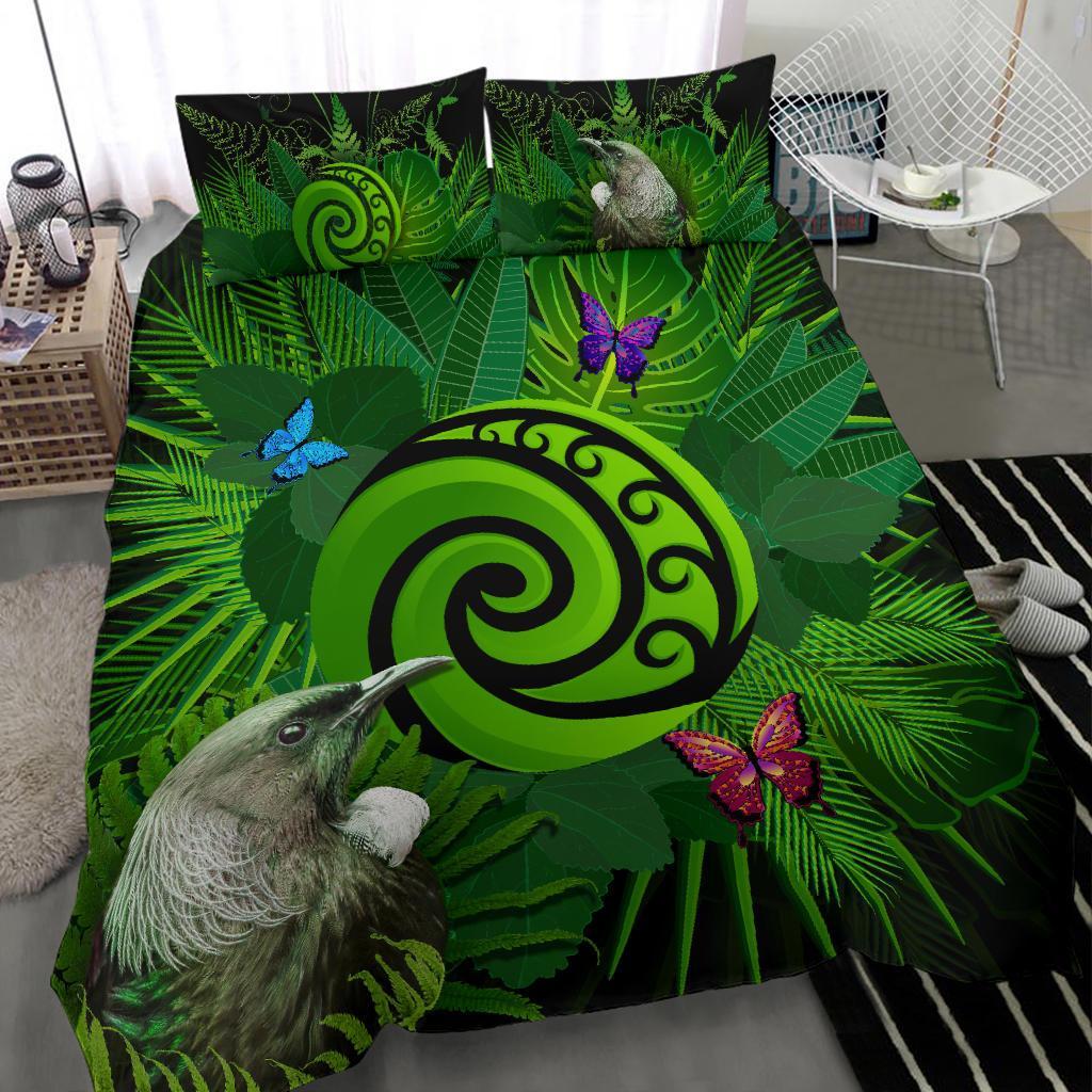 New Zealand Bedding Set Koru Fern Mix Tui Bird - Tropical Floral - Vibe Hoodie Shop