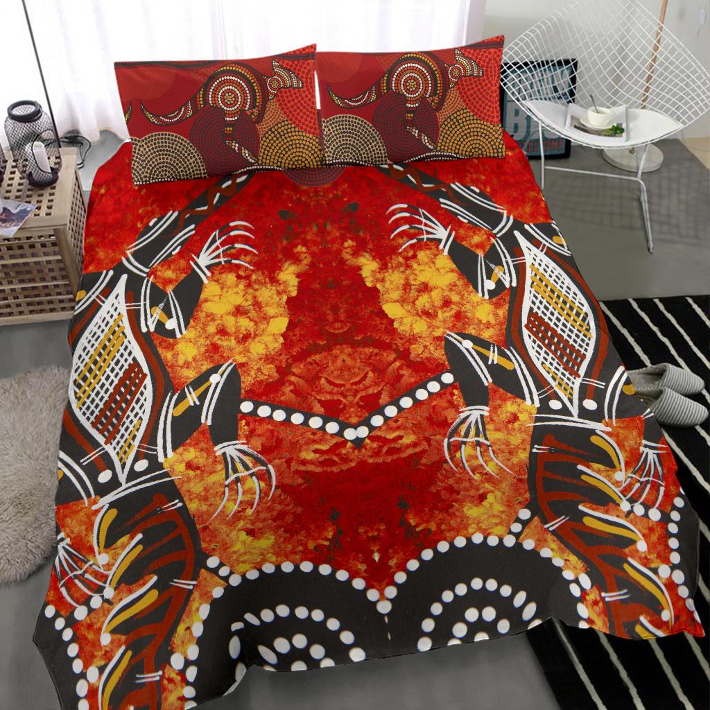 Aboriginal Bedding Set Crocodile, Kangaroo Dot Painting Art - Vibe Hoodie Shop