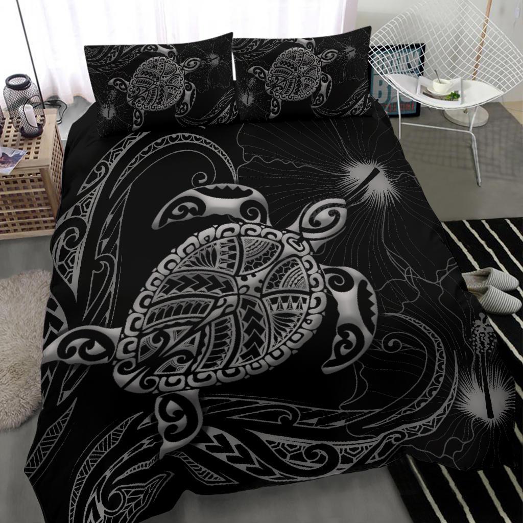 Polynesian Bedding Set Turtle Mix Hibiscus - Gray - Vibe Hoodie Shop