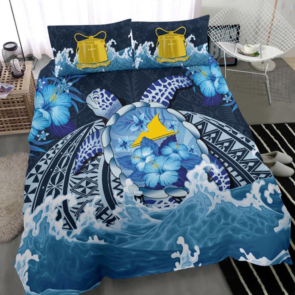 Tokelau Polynesian Sea Turtle Hibiscus Bedding Set - Vibe Hoodie Shop