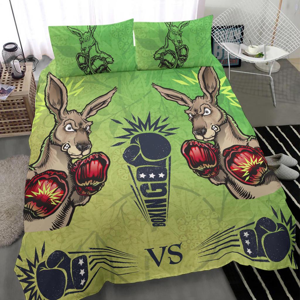 Aboriginal Bedding Set - Kangaroo Boxing - Vibe Hoodie Shop