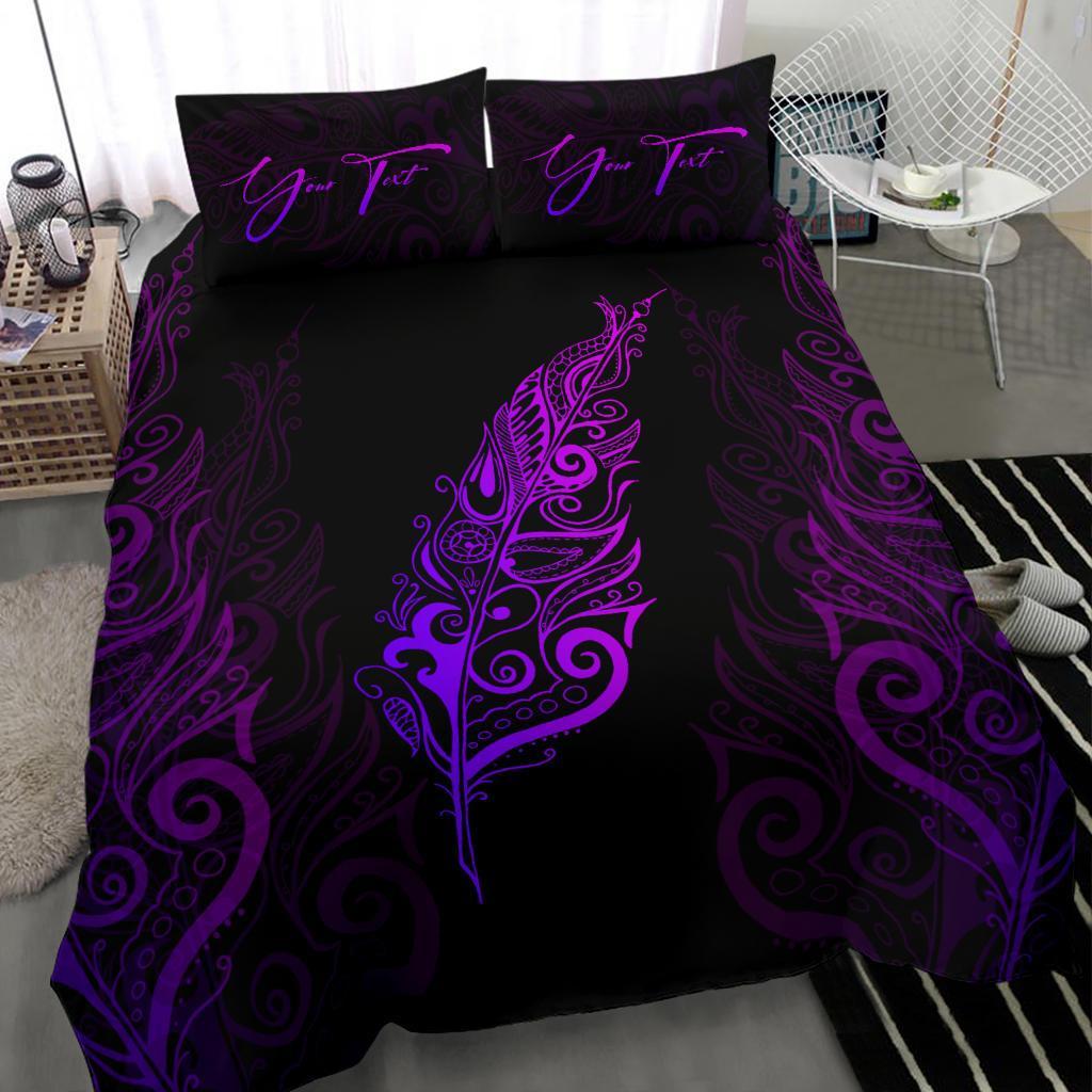 Signature Custom, Light Silver Fern Bedding Set Purple - Vibe Hoodie Shop