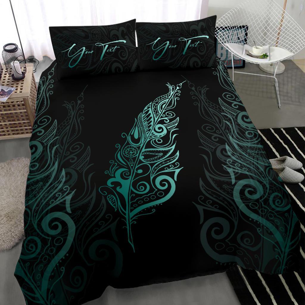 Signature Custom, Light Silver Fern Bedding Set Turquoise - Vibe Hoodie Shop