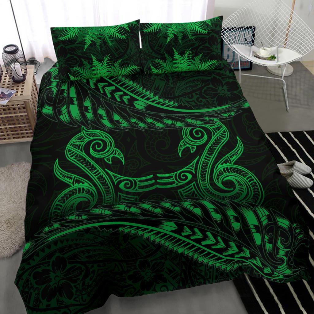 New Zealand Bedding Set Green Manaia Maori - Silver Fern Duvet Cover - Vibe Hoodie Shop