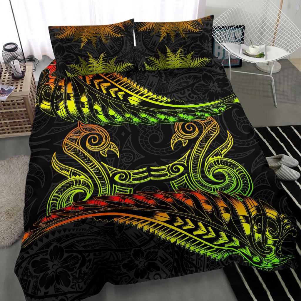 New Zealand Bedding Set Reggae Manaia Maori - Silver Fern Duvet Cover - Vibe Hoodie Shop