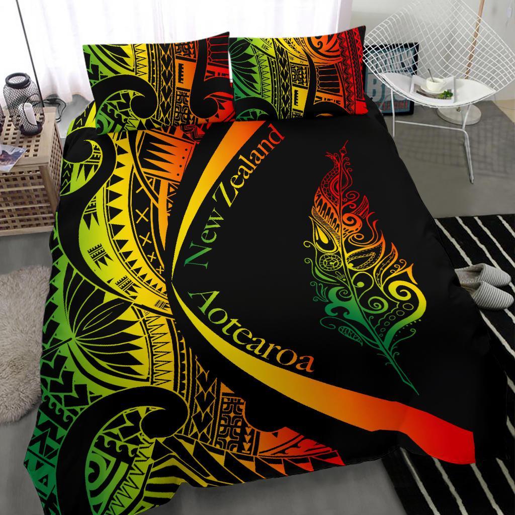 Light Silver Fern Maori Bedding Set Circle Style, Rasta - Vibe Hoodie Shop