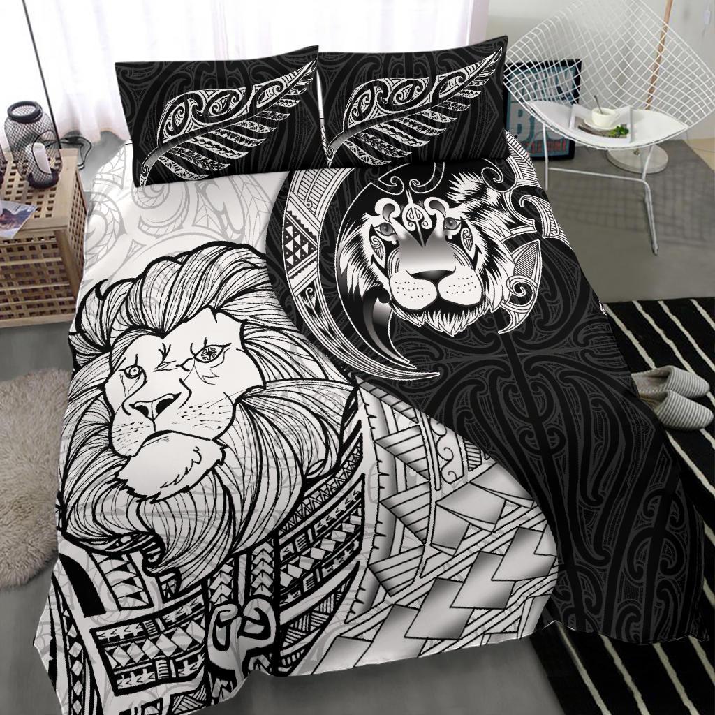 Lion Maori Tattoo, Silver Fern Bedding Set - Vibe Hoodie Shop