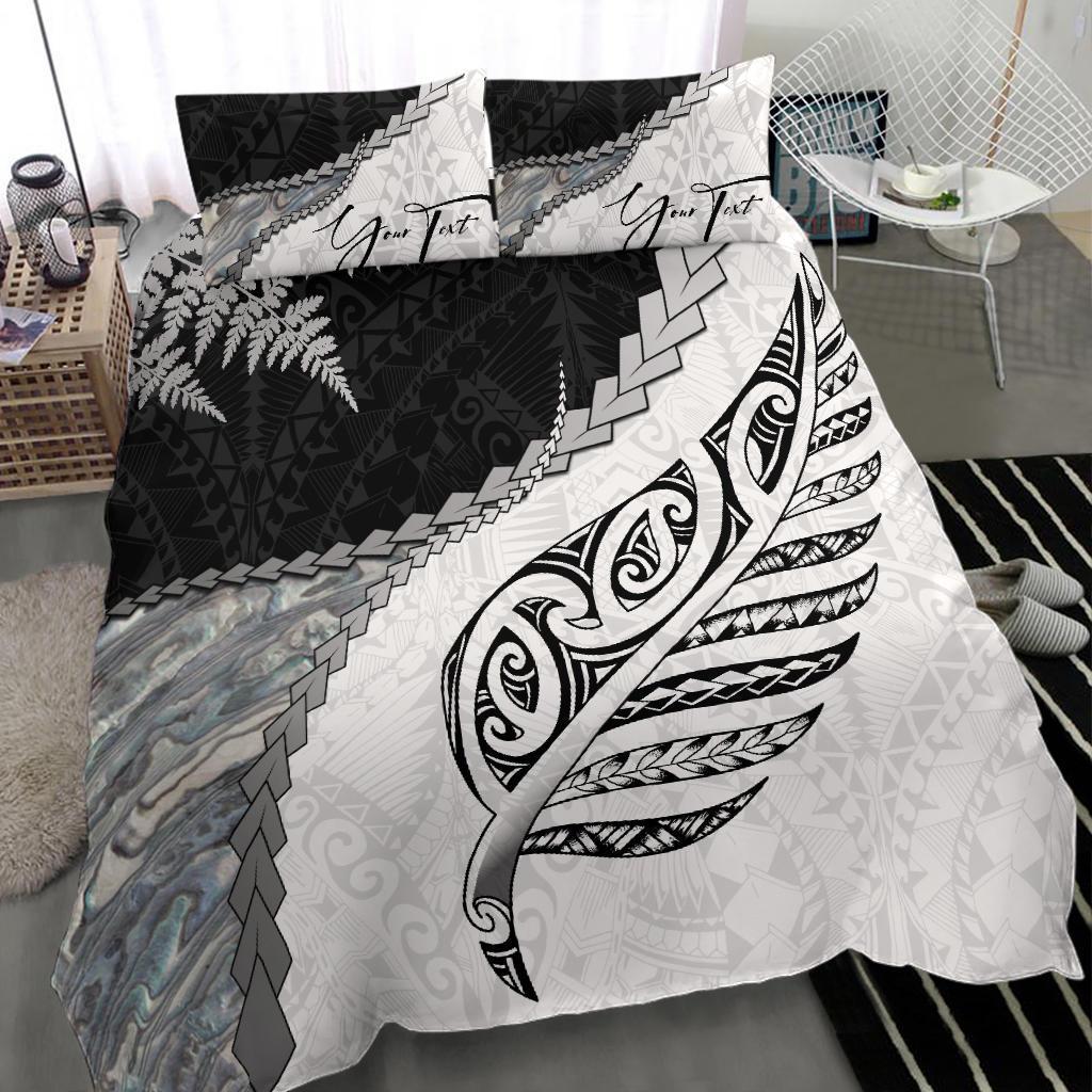 Signature Custom, Paua Shell Maori Silver Fern Bedding Set - Vibe Hoodie Shop