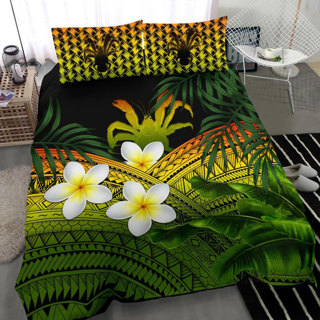 Niue Bedding Set, Polynesian Plumeria Banana Leaves Reggae - Vibe Hoodie Shop